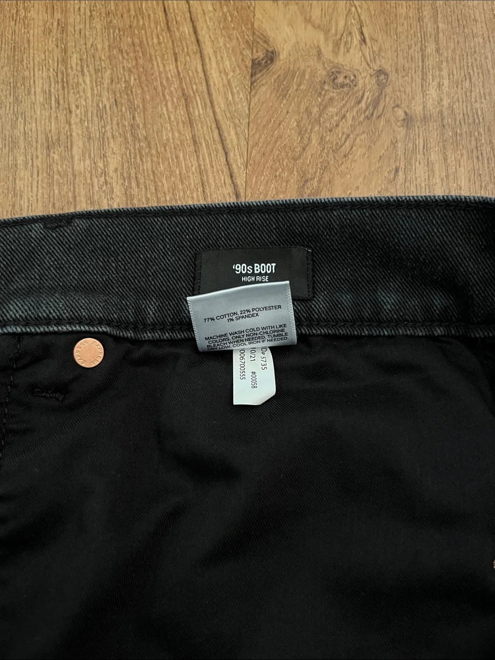 Express High Waisted Black Ripped 90s Bootcut Jeans